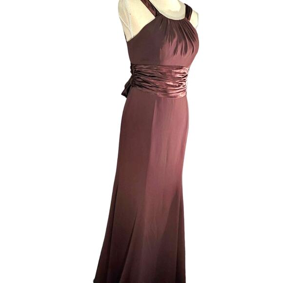 David's Bridal Chiffon Charmeuse Dress Chocolate Brown Size 6 style f12732 - Picture 1 of 16